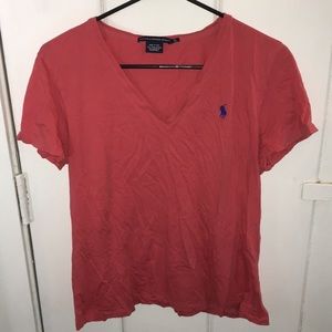 Pink Ralph Lauren Cotton v-neck shirt